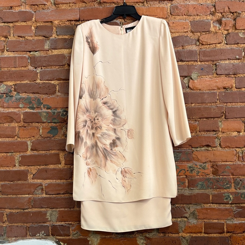 Vintage Ursula of Switzerland Made‎ in USA Cream Floral Long Sleeve Dress Size 6